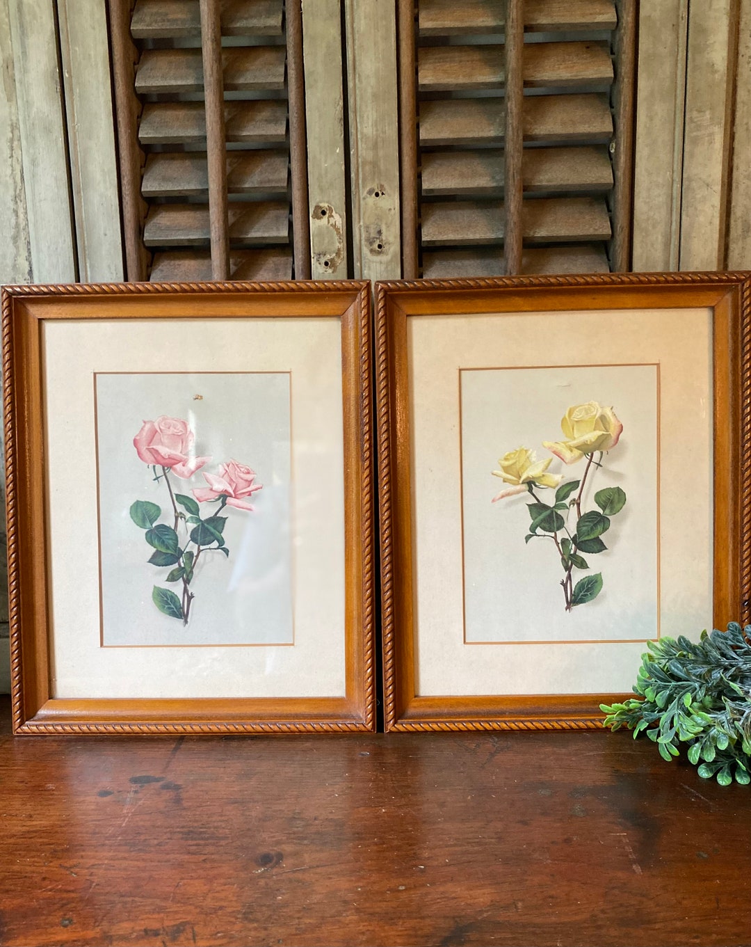 Set of Two Vintage Framed Floral Prints - Etsy
