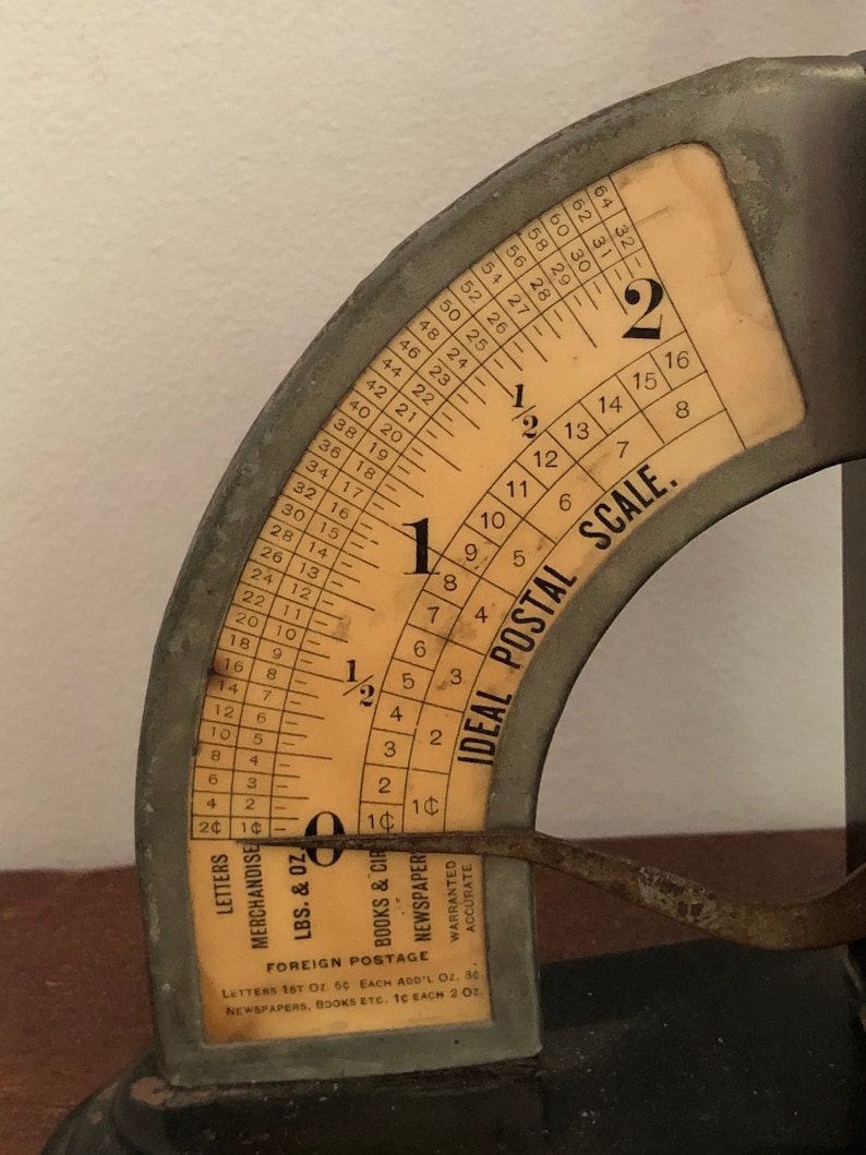 Antique Early 1900s Ideal Postal Scale Black With White Tole Etsy