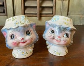 エネスコ社✻ヴィンテージミスプリスイエローキティ♡ソルト＆ペッパー＆ナーサリー Vintage Lefton Miss Priss Kitty Salt and Pepper Shakers - Made in