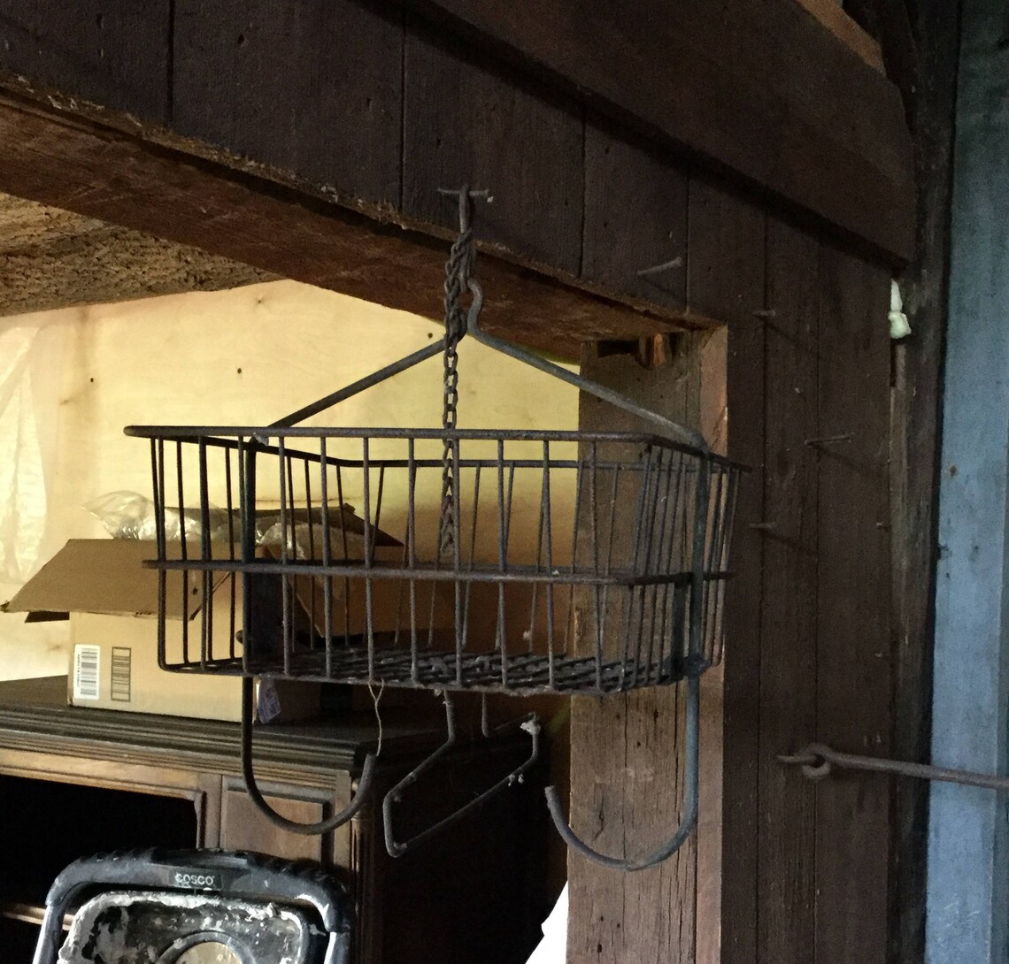 Vintage Hanging Metal Industrial Locker Basket RustyMetal Etsy
