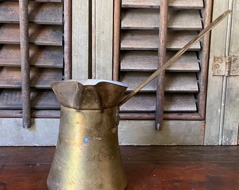 Vintage Solid Brass Butter Melting Pot,Ladle