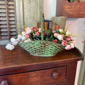 Earlier Vintage Green Painted Basket - Etsy