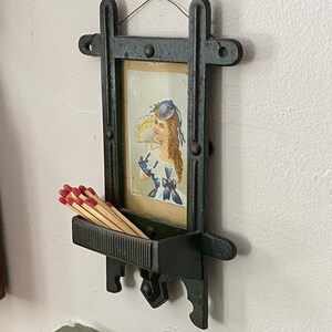 Boîte D'allumettes Murale Ancienne – Fonte, 19e Siècle, Support De Poche, Allemagne