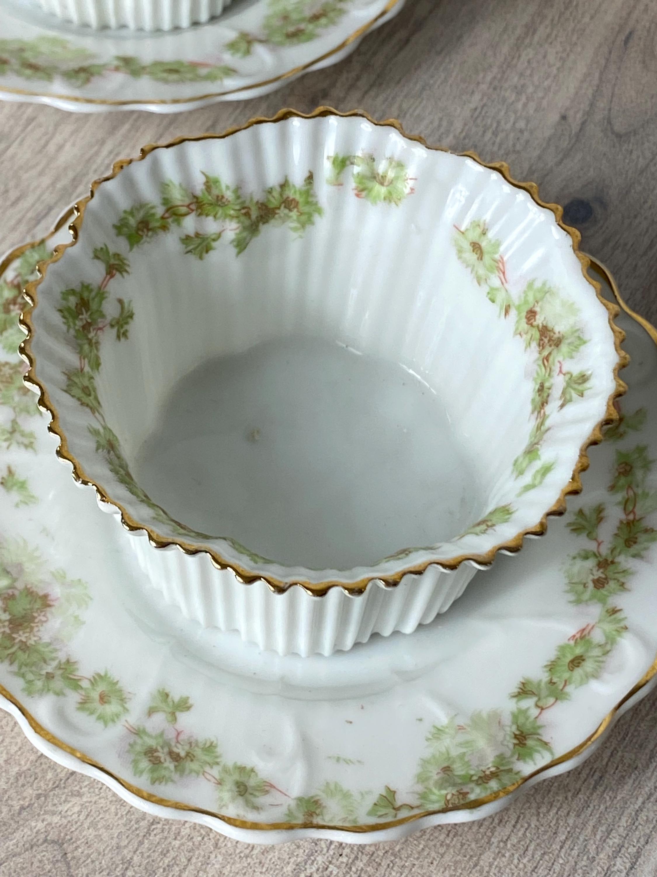 Seashell Ramekins Antique Set of Four Egg Shell Porcelain Hand Painted Ramekins With ...