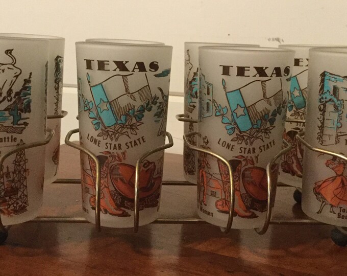 Vintage Set of Six Hazel Atlas Texas Drinking Glasses With Etsy