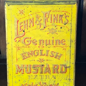 Antique Lehn & Finks English Mustard Tin,Advertising Tin,Large General Store Tin