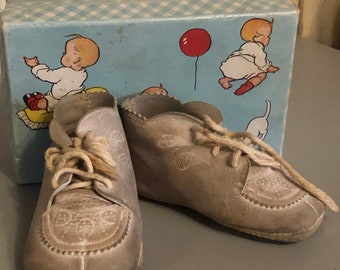 Vintage Red Goose Baby Leather Shoes in Original Box