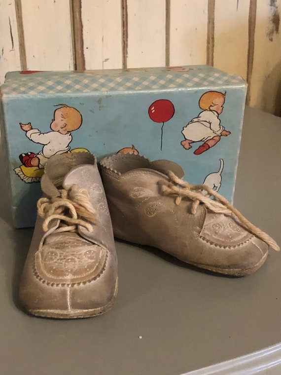 Vintage Red Goose Baby Leather Shoes in Original B