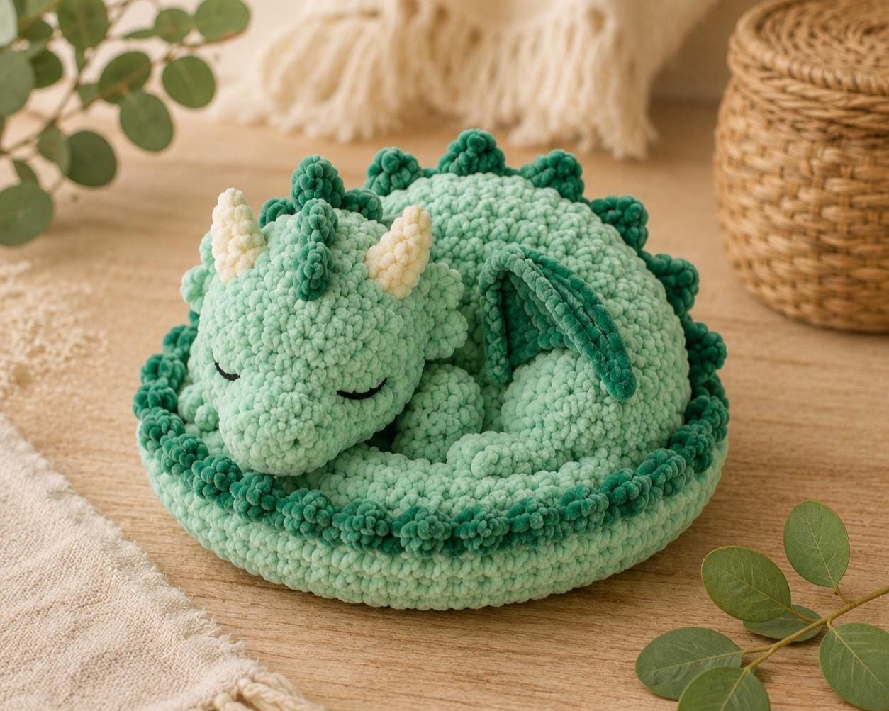 LOW-SEW PATTERN: Crochet Sleeping Dragon Desk Phone Holder - Etsy