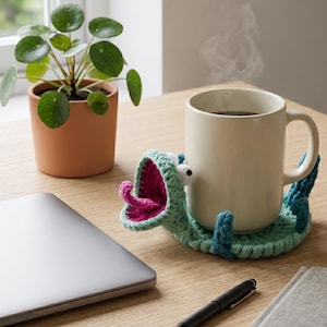 Tom Lizard Popping Coaster Crochet Pattern, Crochet Coaster Pattern, Tom Lizard Amigurumi (PDF Pattern)