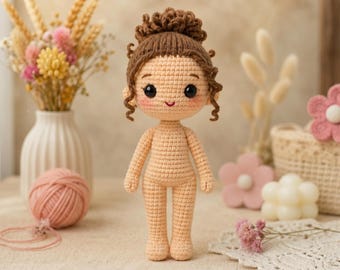 Schema per la base del corpo di una bambola amigurumi all'uncinetto / Bambola femmina da 25 cm (PDF)
