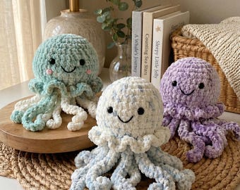 Schema PDF per realizzare una medusa all'uncinetto, peluche amigurumi di un animale marino, simpatico polpo giocattolo, schema facile per principianti, regalo fai da te