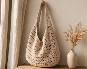 Crochet Hobo Bag Pattern PDF, Slouchy Tote, Easy Slouchy Purse