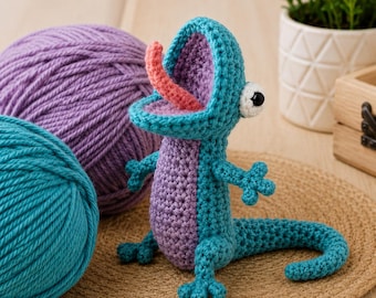 Schema per realizzare all'uncinetto la lucertola Tom, schema divertente per una lucertola all'uncinetto, amigurumi di un simpatico animale, giocattolo fatto a mano in PDF, schema facile per principianti all'uncinetto