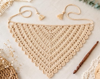 SCHEMA ALL'UNCINETTO / Bandana con fiori in pizzo / Fazzoletto per capelli / Boho / Festival / Accessori / Schema PDF