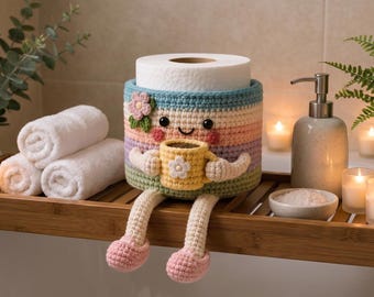 Toilet Roll Holder Crochet Pattern PDF – Funny Bathroom Amigurumi Decor