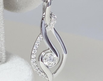Twist Swirl Moissanite Wave Ribbon Pendant, GRA Certified, 925 Sterling Silver - Vela