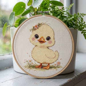 Cute Baby Chick Cross Stitch Pattern, Baby Chick PDF Pattern, Spring Nursery Bird Design