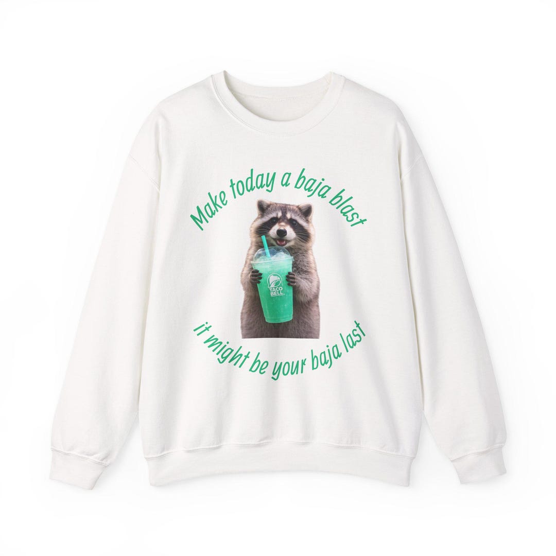 Raccoon Holding Baja Cup Sweatshirt | 