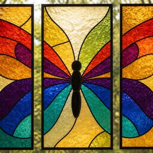 Butterfly Wings Panorama Triptych Stained Glass Pattern | Beginner PDF (Digital Download)