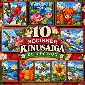 10 Beginner Kinusaiga Patterns Bundle | No-Sew Fabric Art Pattern Collection