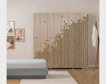 Armario de dormitorio extra ancho de 4 puertas - Colección Imaj - Armario de almacenamiento - Armario grande de madera para ropa - Armario moderno minimalista (180 cm)