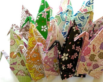 Set of 10 Assorted Hand Made Japanese Origami Crane Set