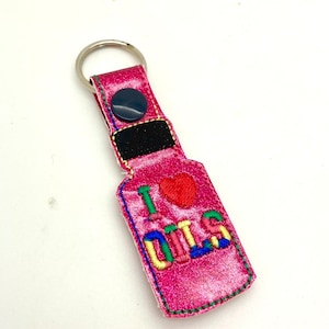 Essential Oil key chain diffuser I love Oils pink