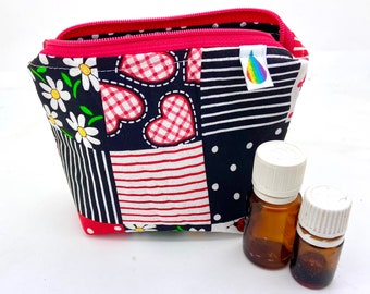 Essential oil bag, holds 6 bottles   Ladybugs Mini flat essential oil Bag Essential oil gift Essential oil storage essential oil case