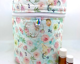 Diffuser bag, Essential oil bag, boho floral Holds 12 oils plus diffuser, Essential oil gift, Father’s Day gift Essential oil case,