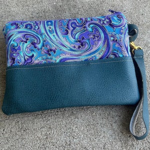 Essential oil wristlet Purple Paisley faux leather