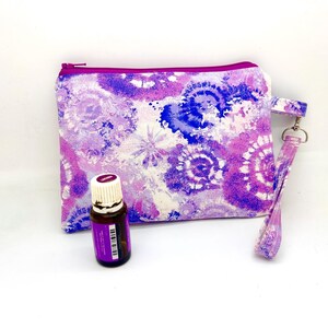 Essential oil wristlet Tie Pink Purple inner purse tote evening bag