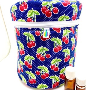 Diffuser bag, Essential oil bag, cherries  Holds 12 oils plus diffuser, Essential oil gift, Father’s Day gift Essential oil case,