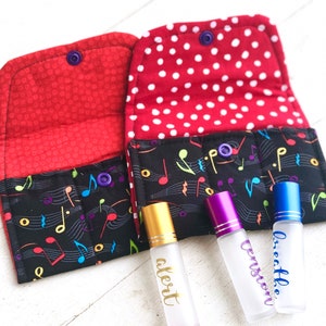 Essential oil bag  Roller bottle case, rainbow music note Essential Oil storage case 3 slot roller bottle essential oil gift