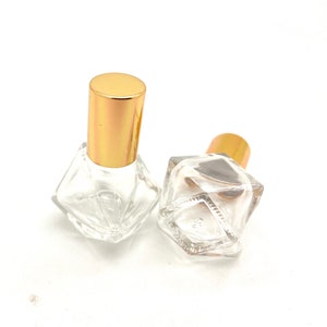 Essential oil roller bottle diamond cut gold  glass