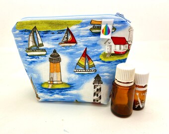 Essential oil bag, holds 6 bottles lighthouse Mini flat essential oil Bag Essential oil gift Essential oil storage essential oil case