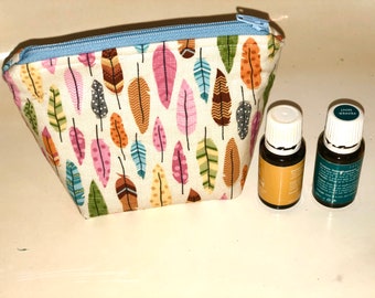 Essential oil bag, feathers holds 6 bottles Mini flat essential oil Case Essential oil gift Essential oil storage