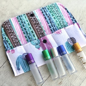 Essential oil bag Roller bottle case, holds 3 or 5 bottles Cactus Essential Oil bag roller bottle essential oil storage  gift