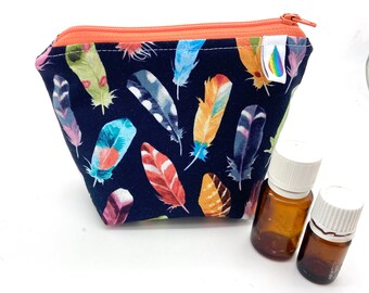 Essential oil bag, Essential oil case, Feathers holds 6 bottles Mini Essential oil storage