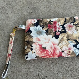 Essential oil wristlet Beige Floral faux leather