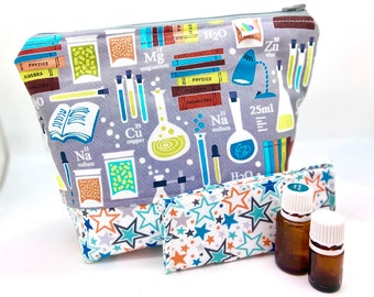 Essential oil case, holds 17+ bottles, science chemistry Medium oil bag, tie dye, Essential oil Bag, Essential oil gift,