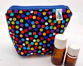 Essential oil bag, holds 6 bottles polka dot, confetti, Mini flat essential oil Case Essential oil gift storage
