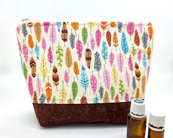 Essential oil case, holds 17+ bottles, feathers Medium oil bag, tie dye, Essential oil Bag, Essential oil gift,