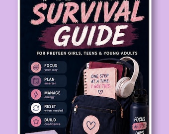 ADHD Guide for Girls, Young Women Executive Function Self Esteem Social Friendships Focus Organization Time Management Emotional Regulation