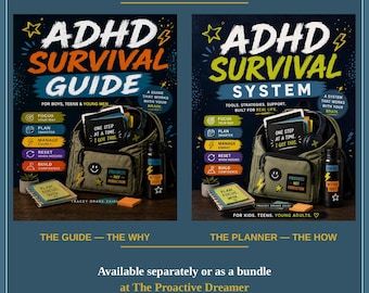 ADHD Survival Guide & System Planner Bundle Boys Teens Young Men Executive Function Routines Tracker Confidence Life Skills Digital PDF