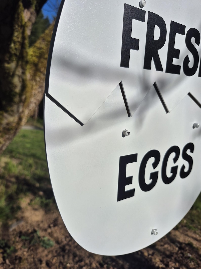 Handmade Aluminum Egg Sign: Fresh Eggs Farm Stand signage image 6