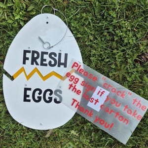 Handmade Aluminum Egg Sign: Fresh Eggs Farm Stand signage Eggsign&Instructions
