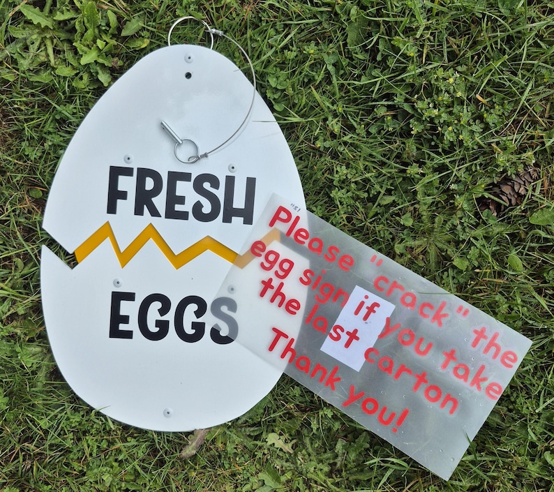 Handmade Aluminum Egg Sign: Fresh Eggs Farm Stand signage Eggsign&Instructions