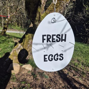 Handmade Aluminum Egg Sign: Fresh Eggs Farm Stand signage image 3
