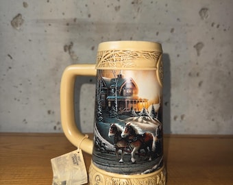 Vintage 1995 Miller Genuine Draft Terry Redlin Stein Ducks Unlimited Winter NWT